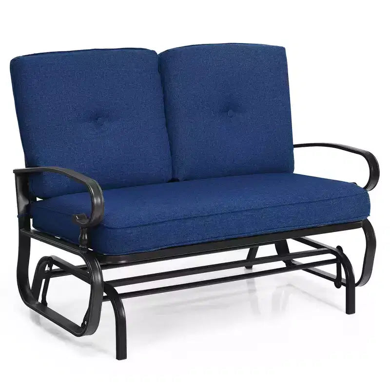 Costway Dondolo da Esterno a 2 Posti con Cuscini, Poltrona Sdraio Divanetto Blu/Beige/Grigio/Blu scuro