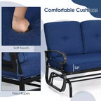 Costway Dondolo da Esterno a 2 Posti con Cuscini, Poltrona Sdraio Divanetto Blu/Beige/Grigio/Blu scuro