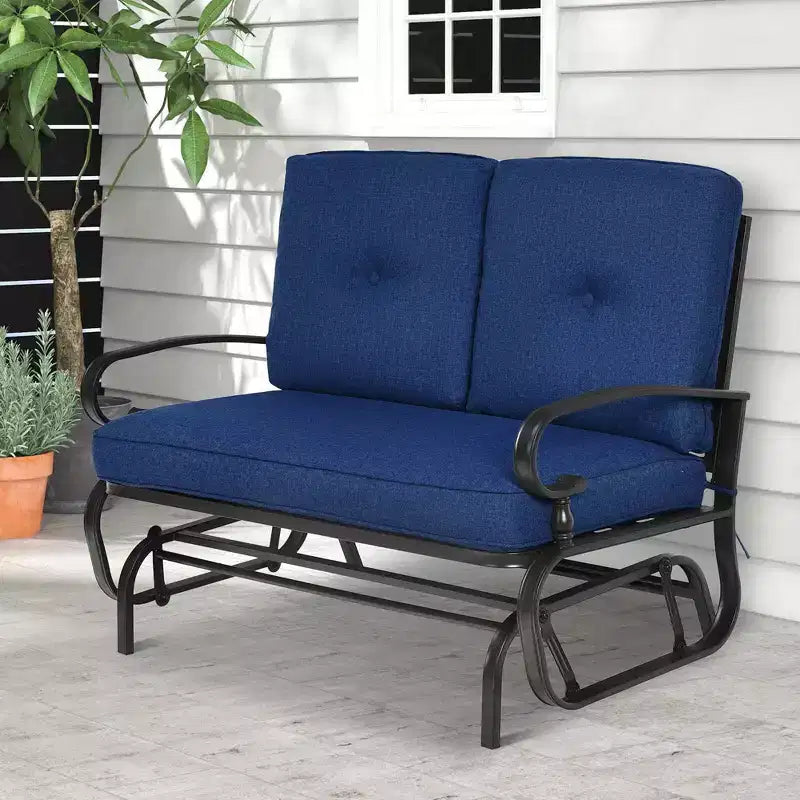 Costway Dondolo da Esterno a 2 Posti con Cuscini, Poltrona Sdraio Divanetto Blu/Beige/Grigio/Blu scuro