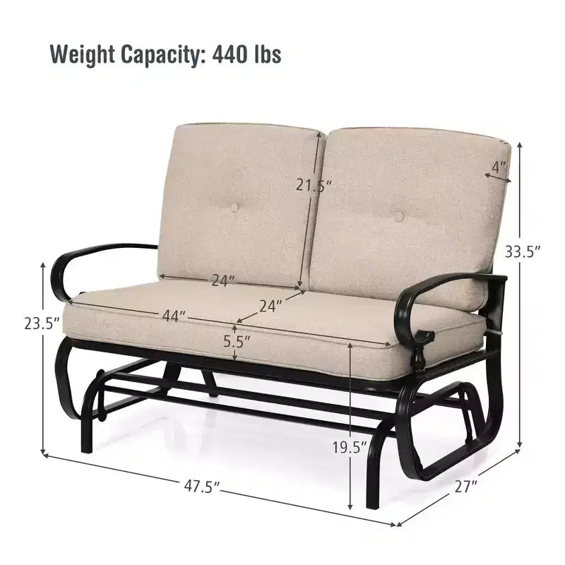 Costway Dondolo da Esterno a 2 Posti con Cuscini, Poltrona Sdraio Divanetto Blu/Beige/Grigio/Blu scuro