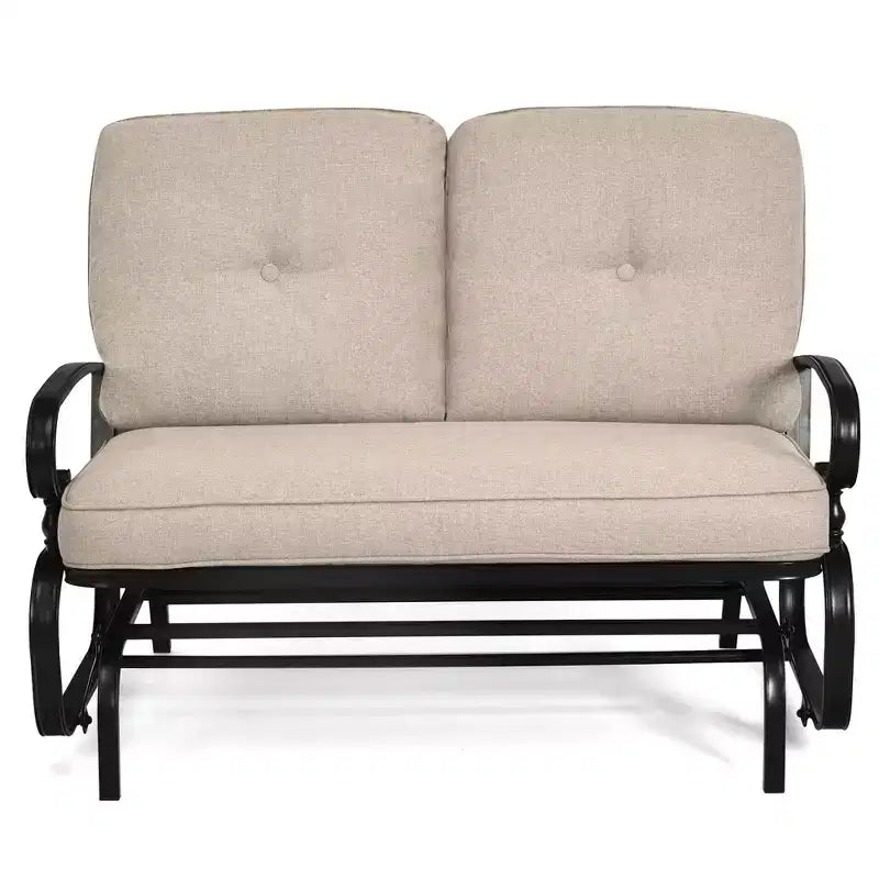 Costway Dondolo da Esterno a 2 Posti con Cuscini, Poltrona Sdraio Divanetto Blu/Beige/Grigio/Blu scuro