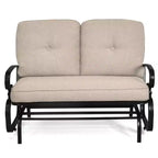 Costway Dondolo da Esterno a 2 Posti con Cuscini, Poltrona Sdraio Divanetto Blu/Beige/Grigio/Blu scuro