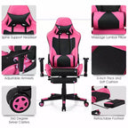 Sedia Gaming Massaggiante Costway, Poltrona da Ufficio Reclinabile con Poggiapiedi Bianca\Blu\Rosa\Rossa
