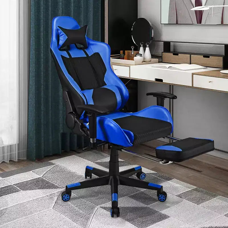 Sedia Gaming Massaggiante Costway, Poltrona da Ufficio Reclinabile con Poggiapiedi Bianca\Blu\Rosa\Rossa