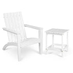Costway 2PCS Patio Adirondack Chair Side Table Set Solid Wood Garden Deck White