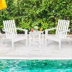 Costway Set Tavolino Laterale per Sedie Adirondack da Giardino 2 Pezzi in Legno Massello Bianco