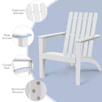Costway Set Tavolino Laterale per Sedie Adirondack da Giardino 2 Pezzi in Legno Massello Bianco