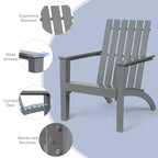 Costway Set 2 Tavolini Laterali da Giardino Adirondack in Legno Massello Grigi