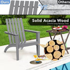 Costway Set 2 Tavolini Laterali da Giardino Adirondack in Legno Massello Grigi