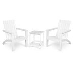Costway 3PCS Patio Adirondack Chair Side Table Set Solid Wood Garden Deck White