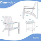 Costway 3PCS Patio Adirondack Chair Side Table Set Solid Wood Garden Deck White