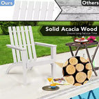 Costway 3PCS Patio Adirondack Chair Side Table Set Solid Wood Garden Deck White