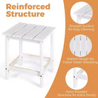 Costway 3PCS Patio Adirondack Chair Side Table Set Solid Wood Garden Deck White