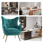 Poltrona d'accento moderna in velluto Godefroy con schienale ad ali | Karat Home