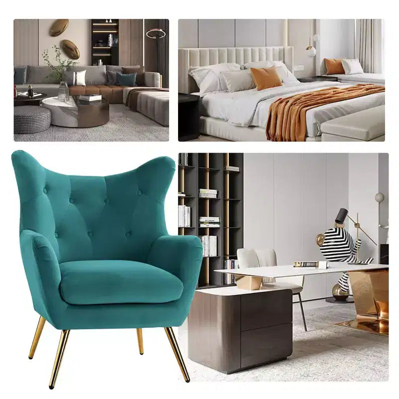 Poltrona d'accento moderna in velluto Godefroy con schienale ad ali | Karat Home