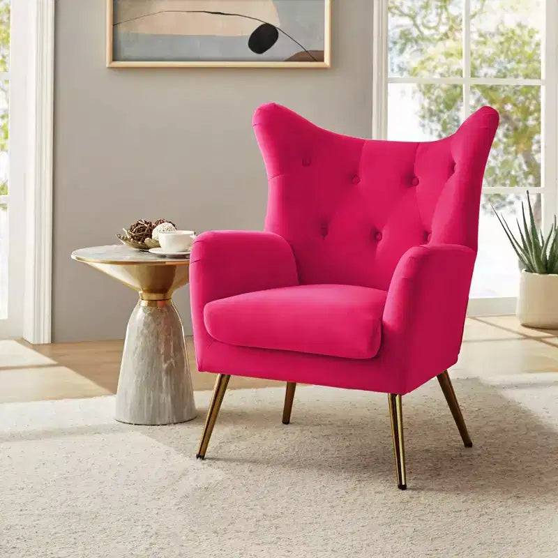 Poltrona d'accento moderna in velluto Godefroy con schienale ad ali | Karat Home