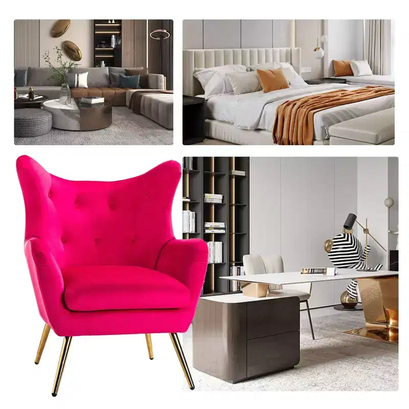 Poltrona d'accento moderna in velluto Godefroy con schienale ad ali | Karat Home