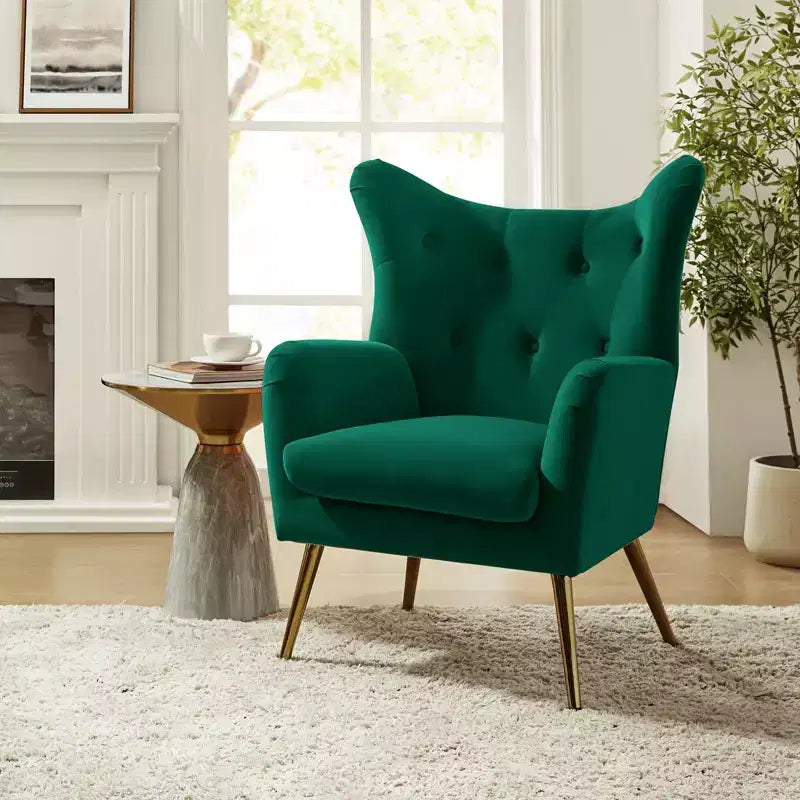 Poltrona d'accento moderna in velluto Godefroy con schienale ad ali | Karat Home