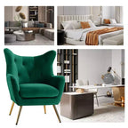 Poltrona d'accento moderna in velluto Godefroy con schienale ad ali | Karat Home