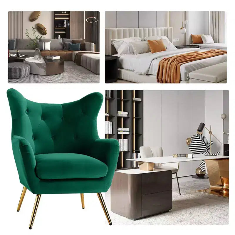 Poltrona d'accento moderna in velluto Godefroy con schienale ad ali | Karat Home