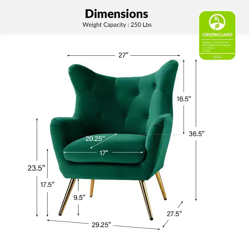 Poltrona d'accento moderna in velluto Godefroy con schienale ad ali | Karat Home