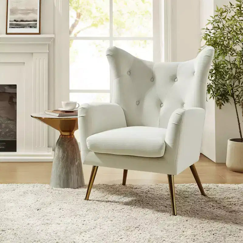 Poltrona d'accento moderna in velluto Godefroy con schienale ad ali | Karat Home