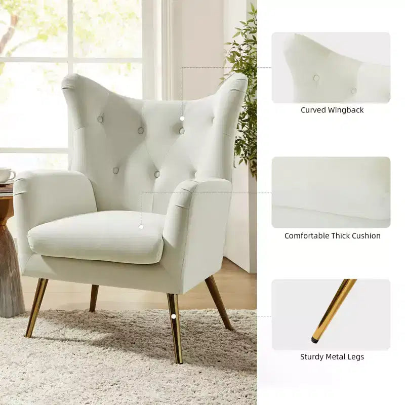 Poltrona d'accento moderna in velluto Godefroy con schienale ad ali | Karat Home