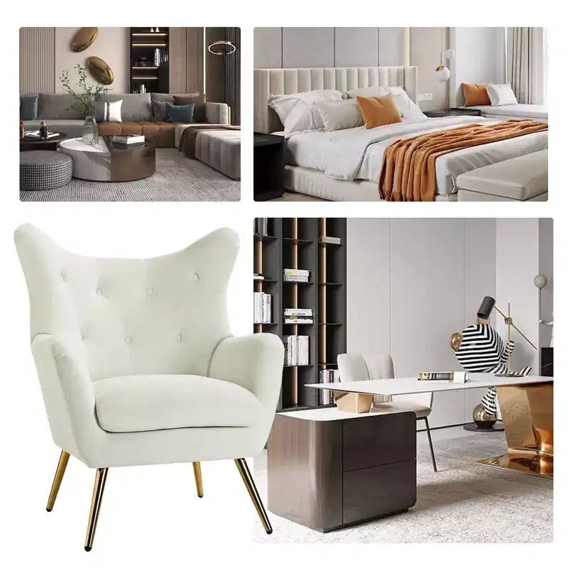 Poltrona d'accento moderna in velluto Godefroy con schienale ad ali | Karat Home