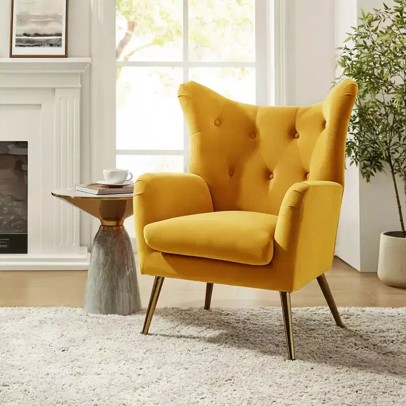 Poltrona d'accento moderna in velluto Godefroy con schienale ad ali | Karat Home