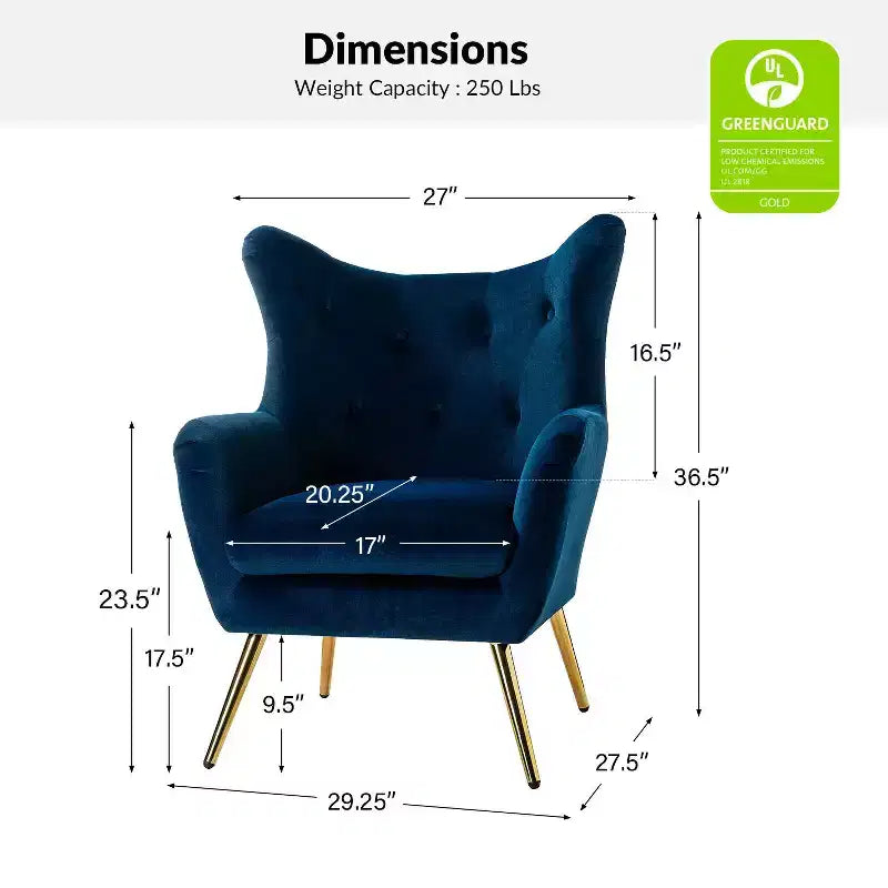 Poltrona d'accento moderna in velluto Godefroy con schienale ad ali | Karat Home