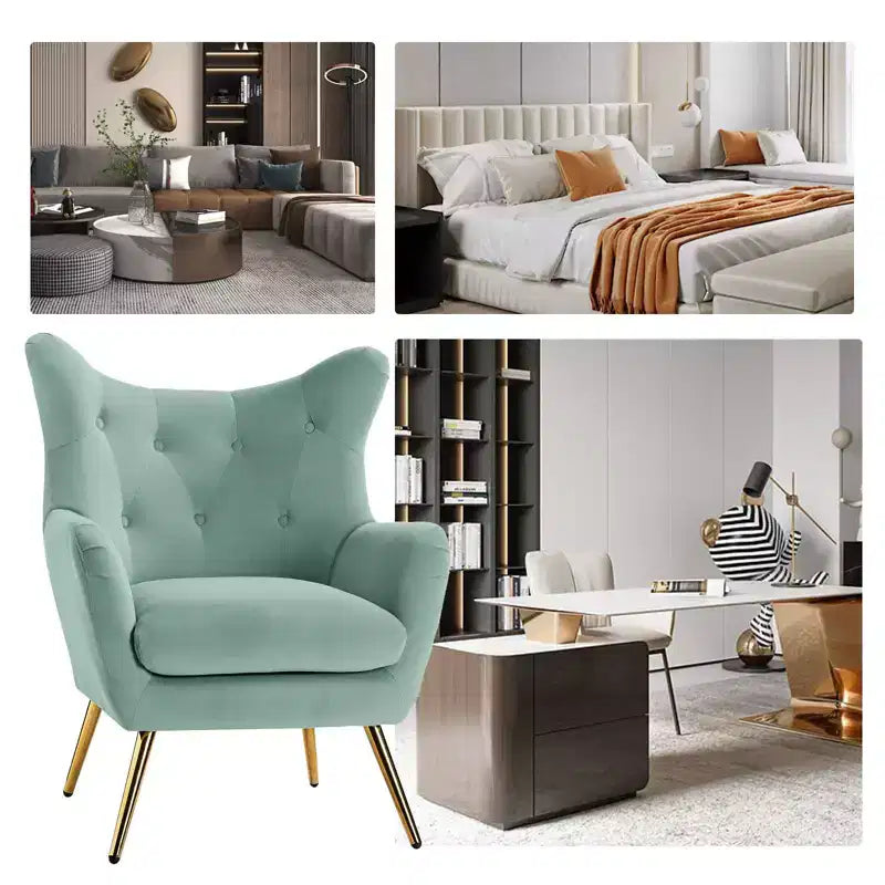 Poltrona d'accento moderna in velluto Godefroy con schienale ad ali | Karat Home