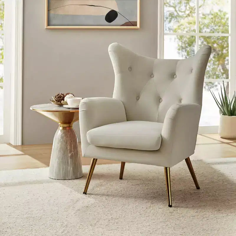 Poltrona d'accento moderna in velluto Godefroy con schienale ad ali | Karat Home