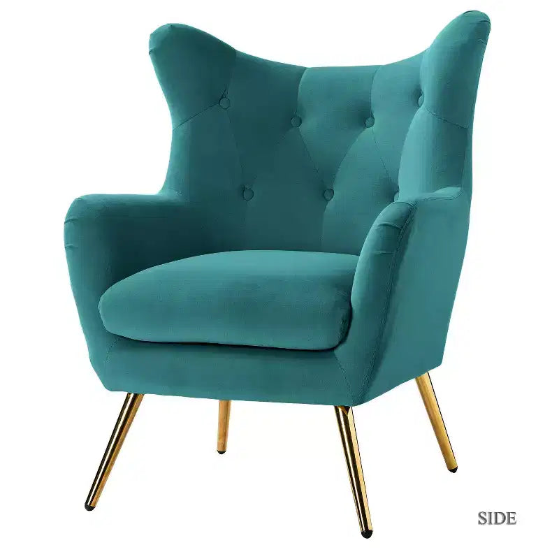 Poltrona d'accento moderna in velluto Godefroy con schienale ad ali | Karat Home