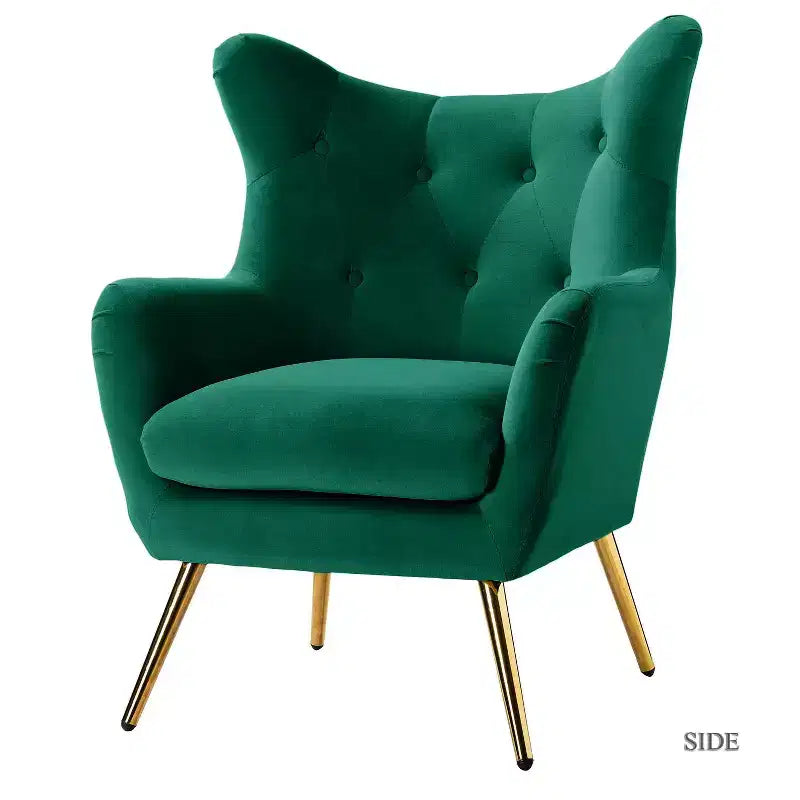 Poltrona d'accento moderna in velluto Godefroy con schienale ad ali | Karat Home