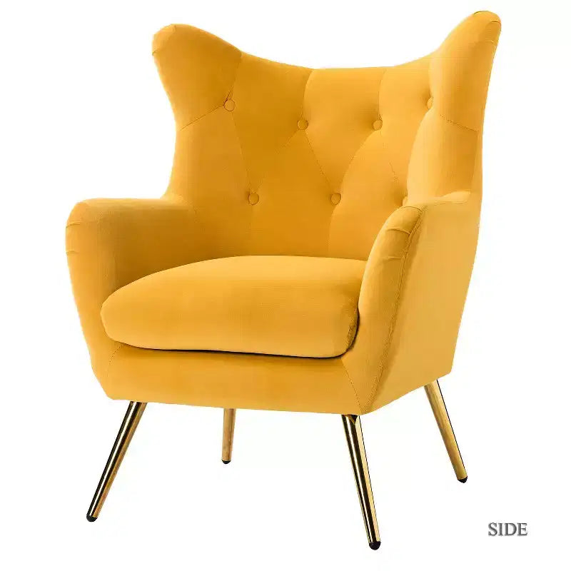 Poltrona d'accento moderna in velluto Godefroy con schienale ad ali | Karat Home