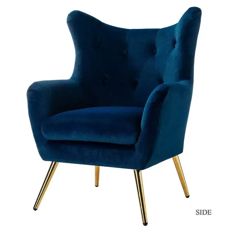 Poltrona d'accento moderna in velluto Godefroy con schienale ad ali | Karat Home