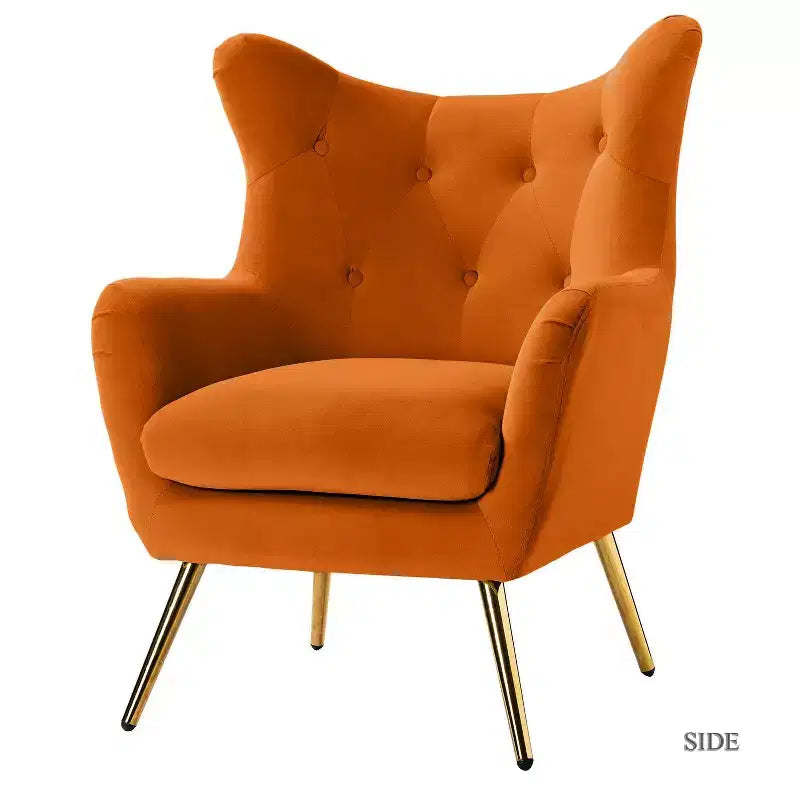 Poltrona d'accento moderna in velluto Godefroy con schienale ad ali | Karat Home
