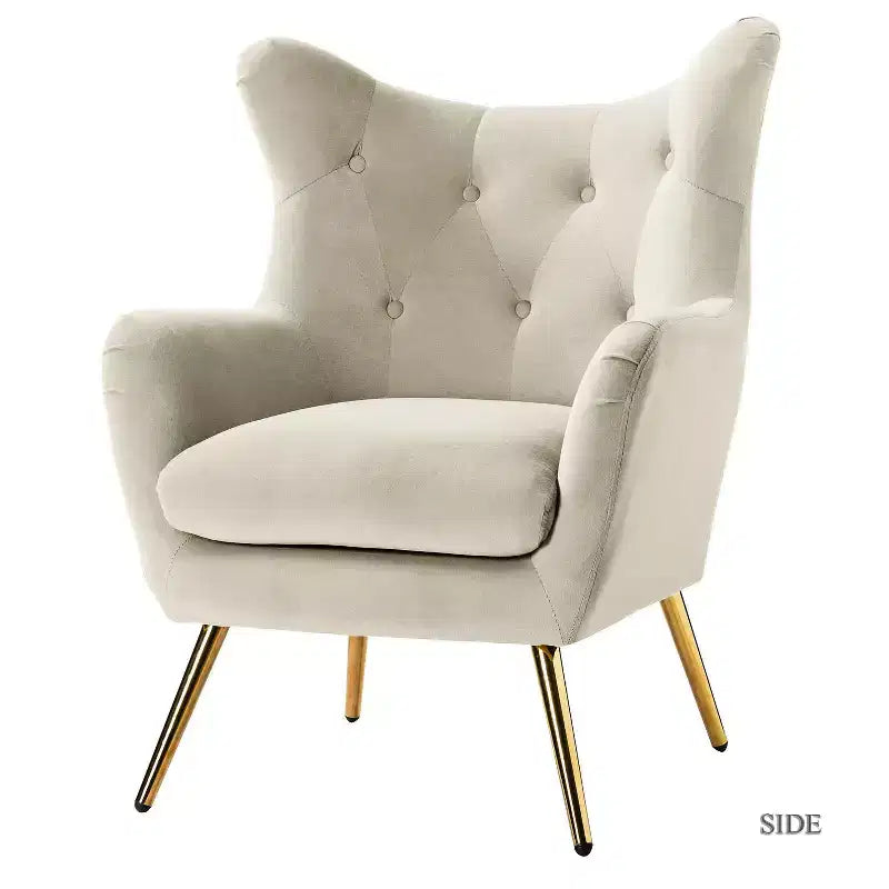 Poltrona d'accento moderna in velluto Godefroy con schienale ad ali | Karat Home