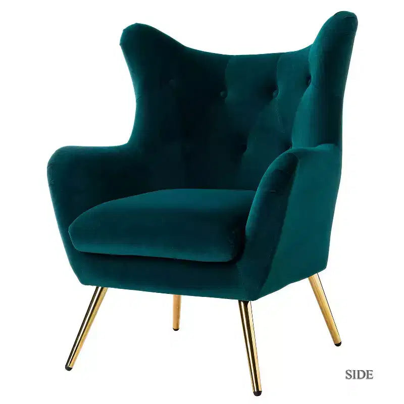 Poltrona d'accento moderna in velluto Godefroy con schienale ad ali | Karat Home