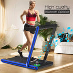 Tapis roulant pieghevole 2 in 1 Costway 2.25HP con doppio display a LED argento/nero/blu