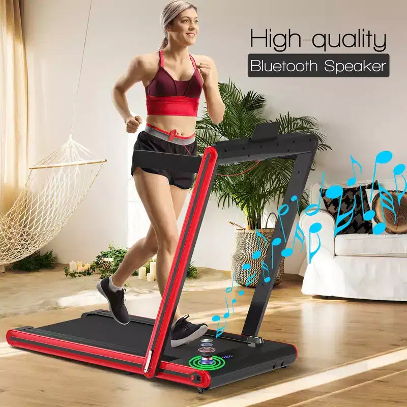 Tapis roulant pieghevole 2 in 1 Costway 2.25HP con doppio display a LED argento/nero/blu