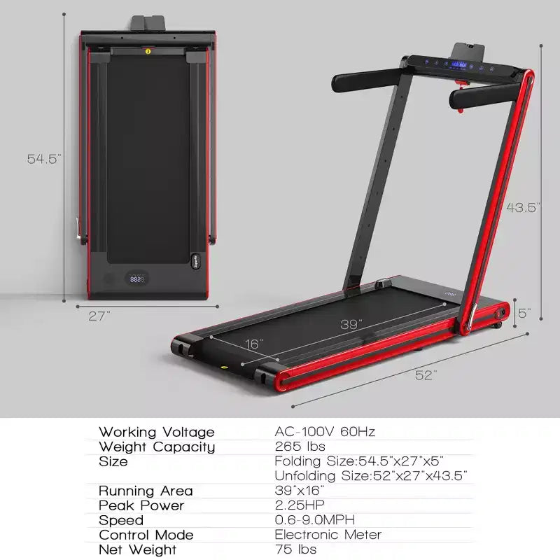 Tapis roulant pieghevole 2 in 1 Costway 2.25HP con doppio display a LED argento/nero/blu