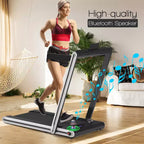 Tapis roulant pieghevole 2 in 1 Costway 2.25HP con doppio display a LED argento/nero/blu