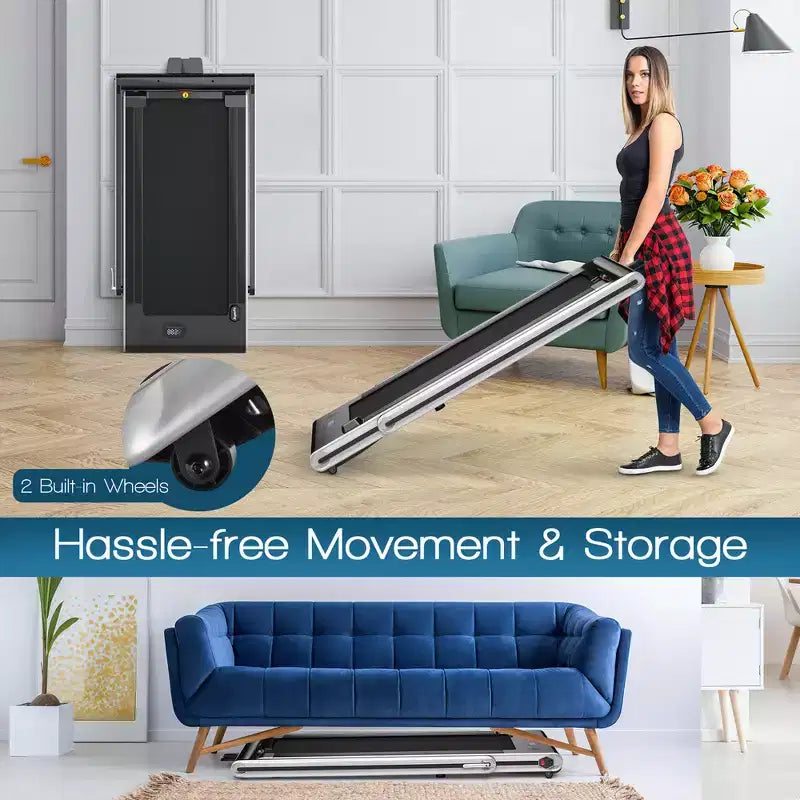Tapis roulant pieghevole 2 in 1 Costway 2.25HP con doppio display a LED argento/nero/blu
