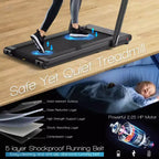 Tapis roulant pieghevole 2 in 1 Costway 2.25HP con doppio display a LED argento/nero/blu