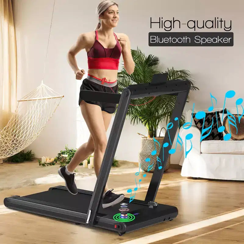 Tapis roulant pieghevole 2 in 1 Costway 2.25HP con doppio display a LED argento/nero/blu
