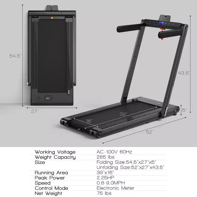 Tapis roulant pieghevole 2 in 1 Costway 2.25HP con doppio display a LED argento/nero/blu