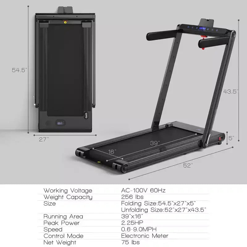Tapis roulant pieghevole 2 in 1 Costway 2.25HP con doppio display a LED argento/nero/blu