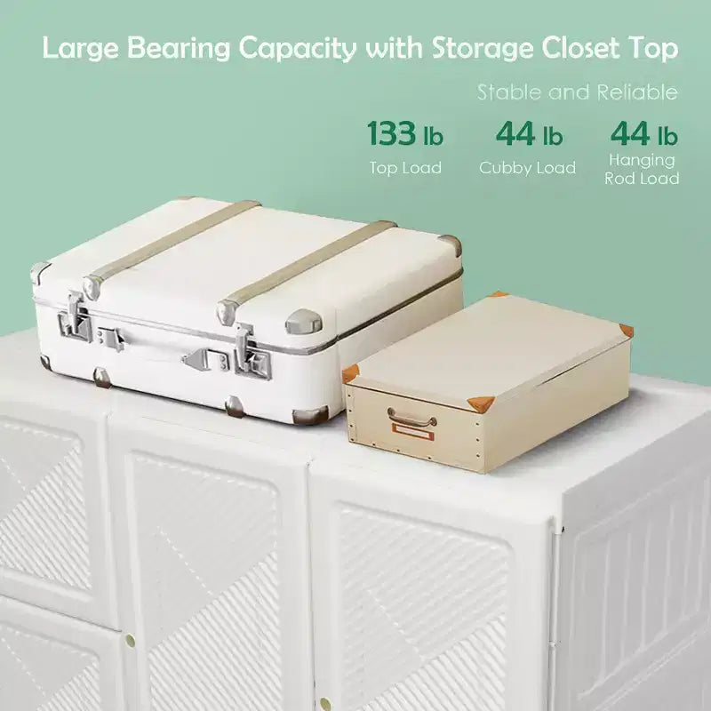 Armadio portatile Costway, armadio moderno pieghevole con 10 scomparti e aste appendiabiti