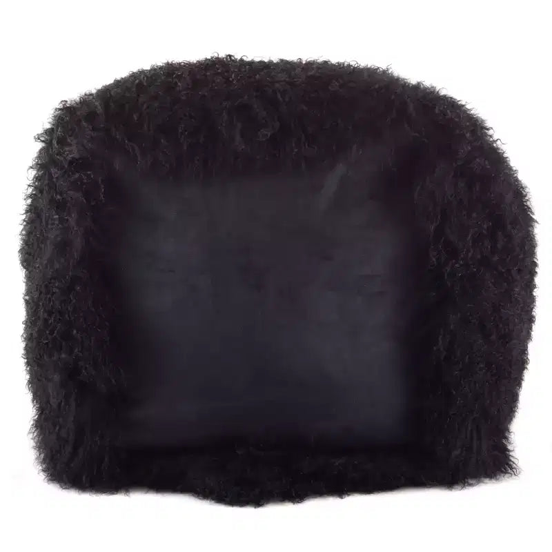 Saro Lifestyle Real Mongolian 100% Wool Lamb Fur Pouf Ottoman Square